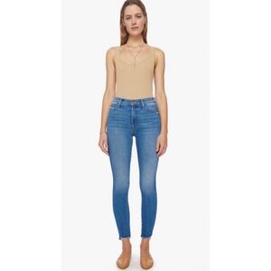Mother The Stunner Zip Ankle Step Fray Jeans Happy Pill‎ Blue Skinny Size 29